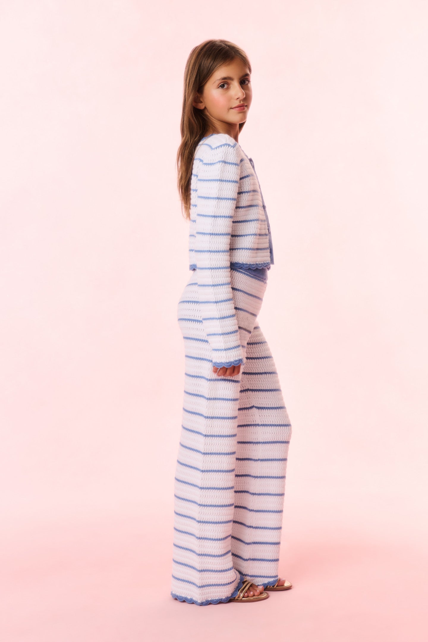 Girls Fawna Striped Crochet Pants