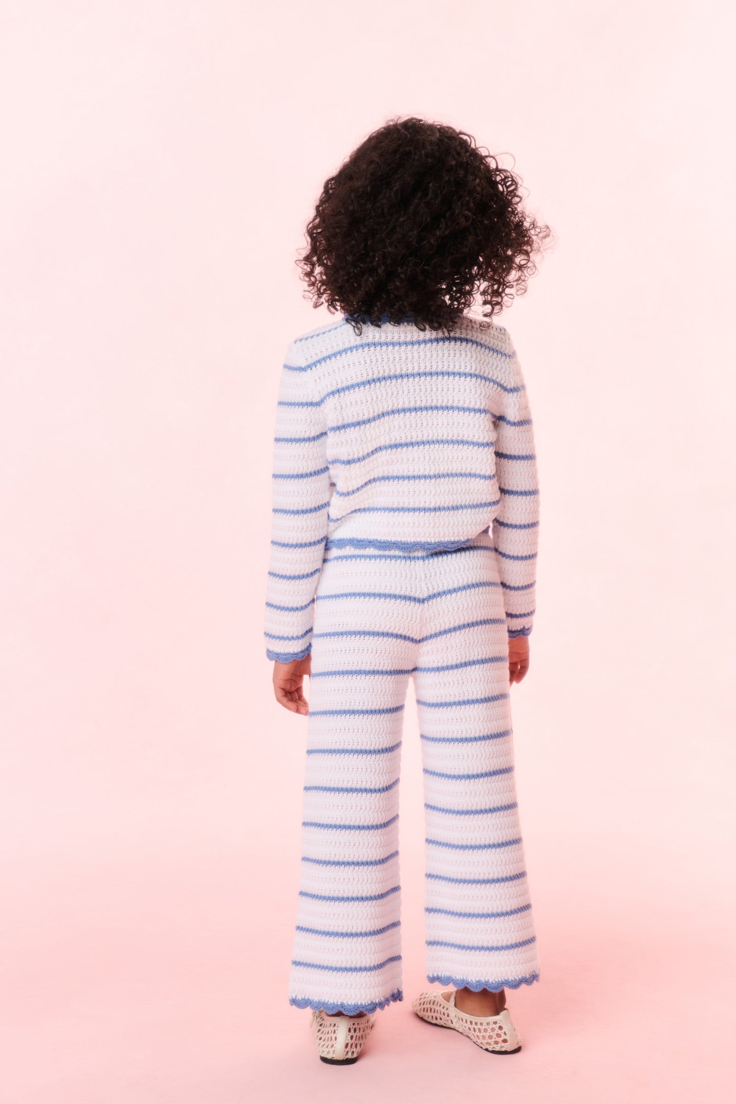 Girls Floraine Striped Crochet Cardigan