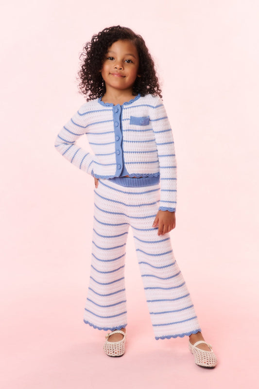 Girls Floraine Striped Crochet Cardigan