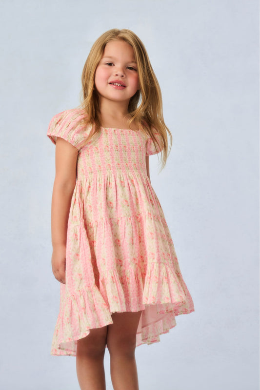 Girls Muriella Fragrance Print Dress - STRAWBERRY MACAROON