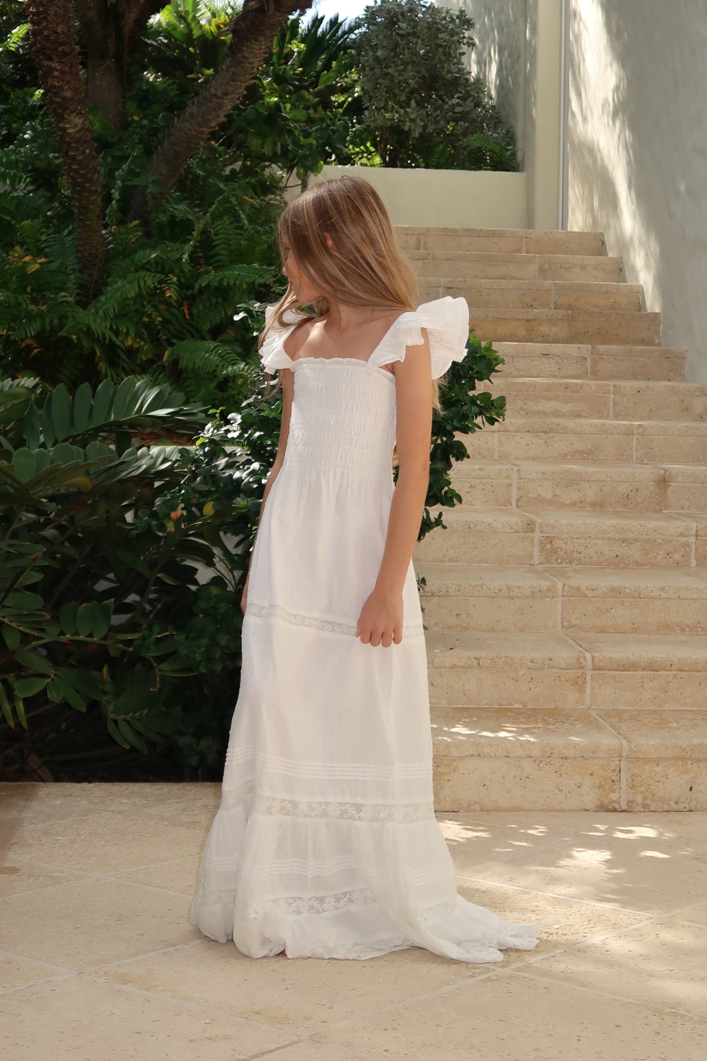 Girls Rhiannon Cotton Dress - OPTIC WHITE