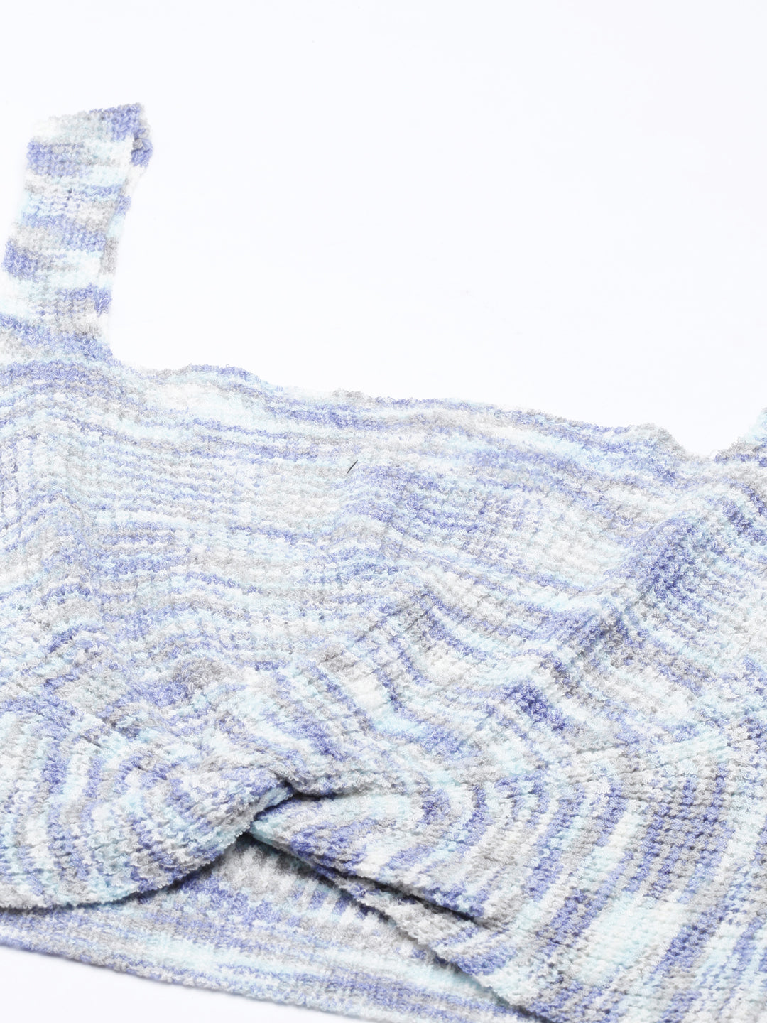 Women's Blue Abstract Printed Semi Sheer Bralette Crop Top