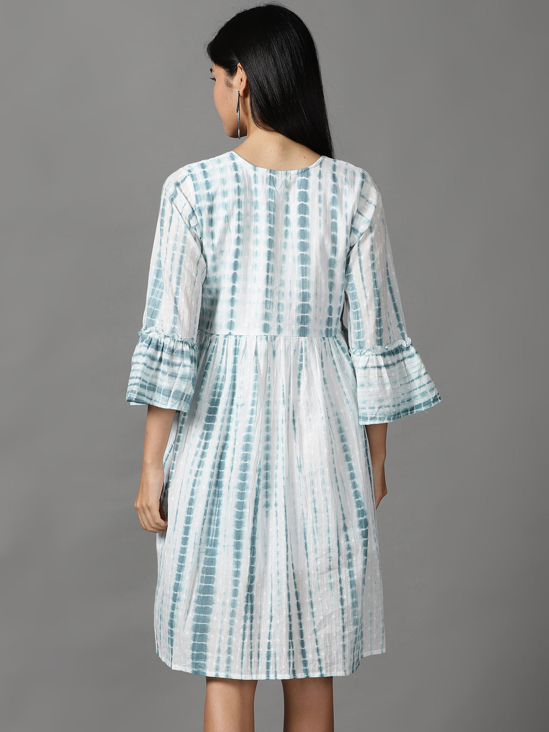 Women's White Tie and Dye Fit & Flare Dress