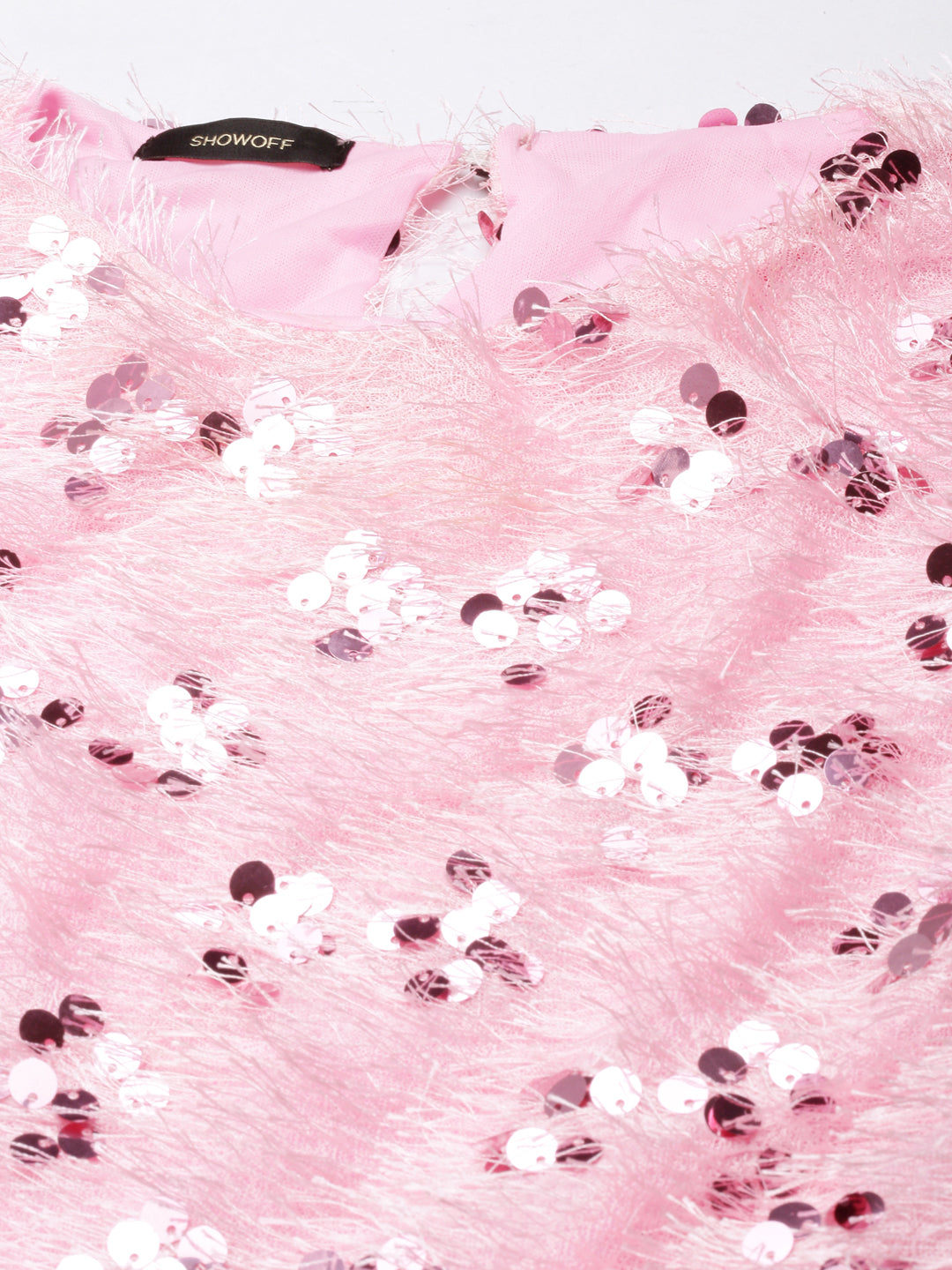 Women's Pink Embellished Bell Sleeve Crop Top