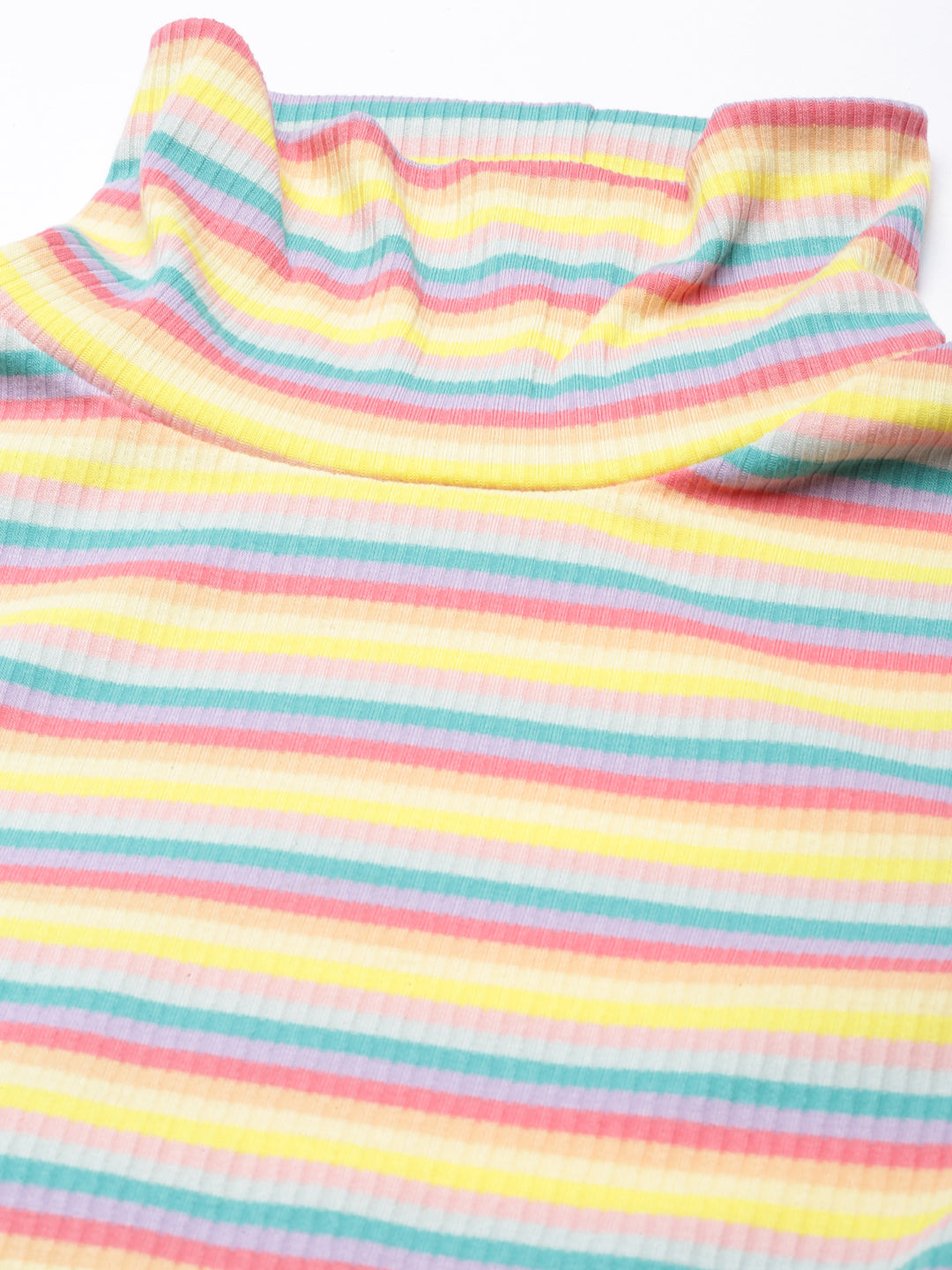 Women's Yellow Horizontal Stripes Fitted Crop Top