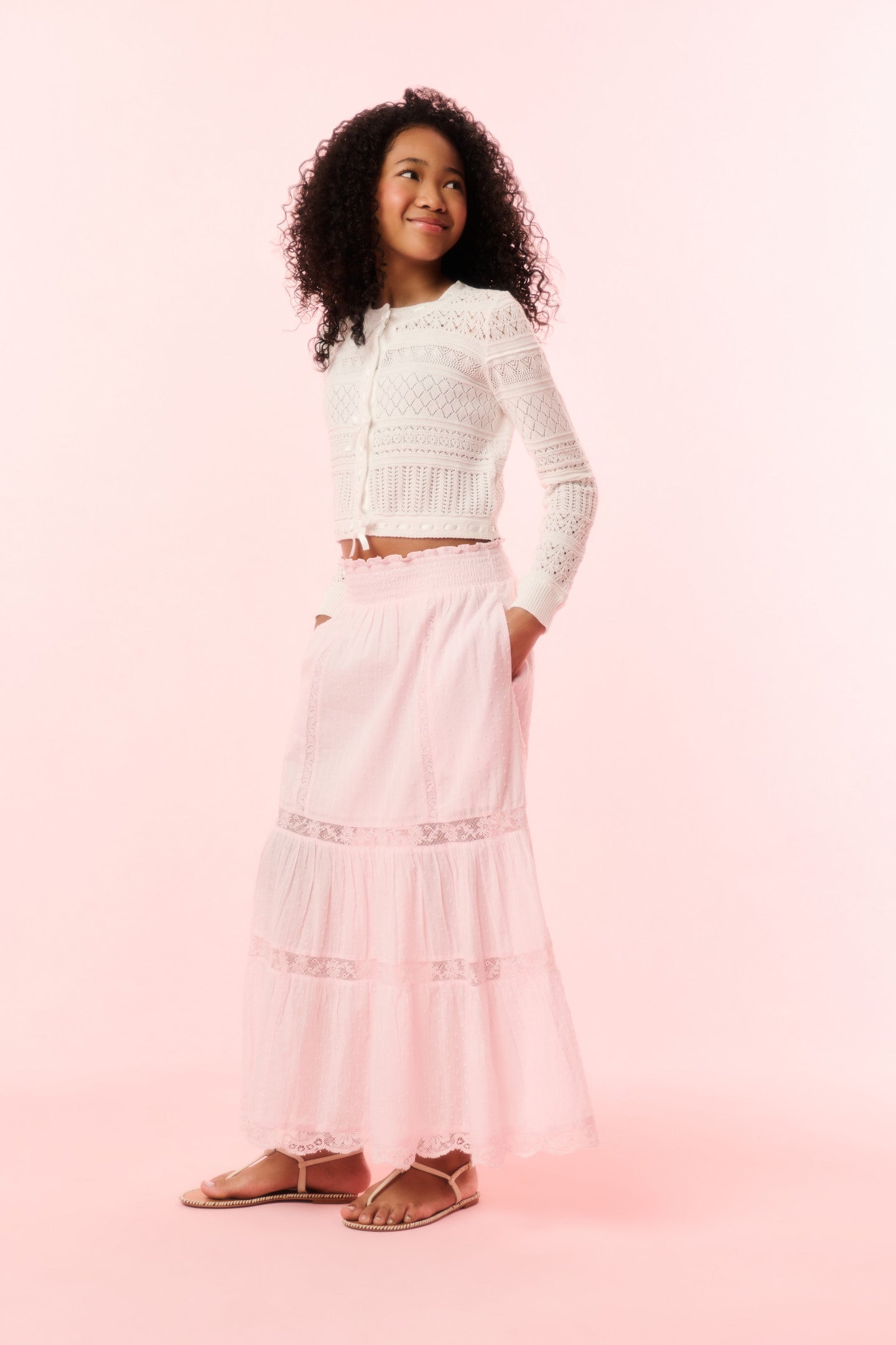 Girls Donella Cotton Lace-Trimmed Skirt