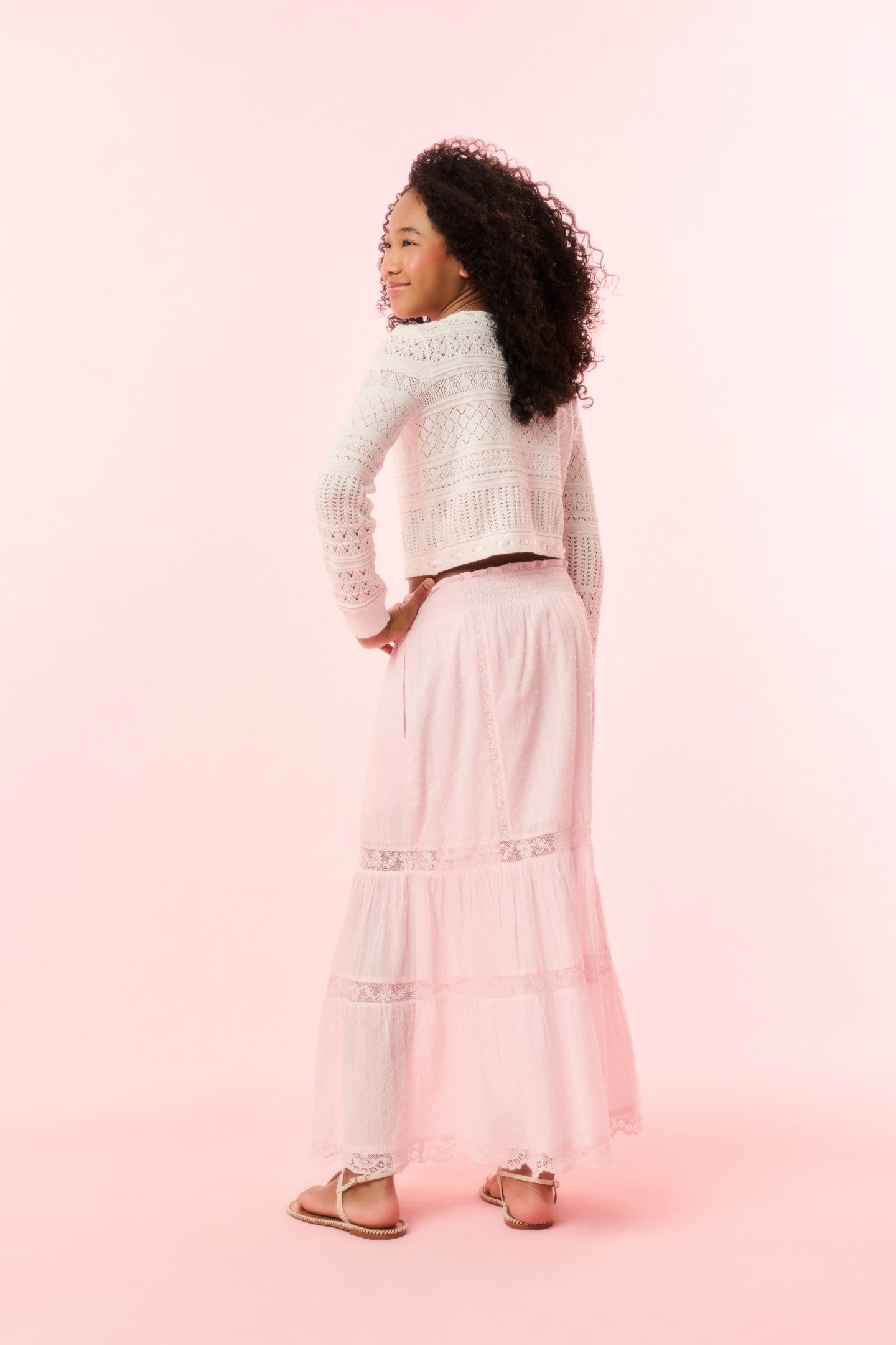 Girls Donella Cotton Lace-Trimmed Skirt