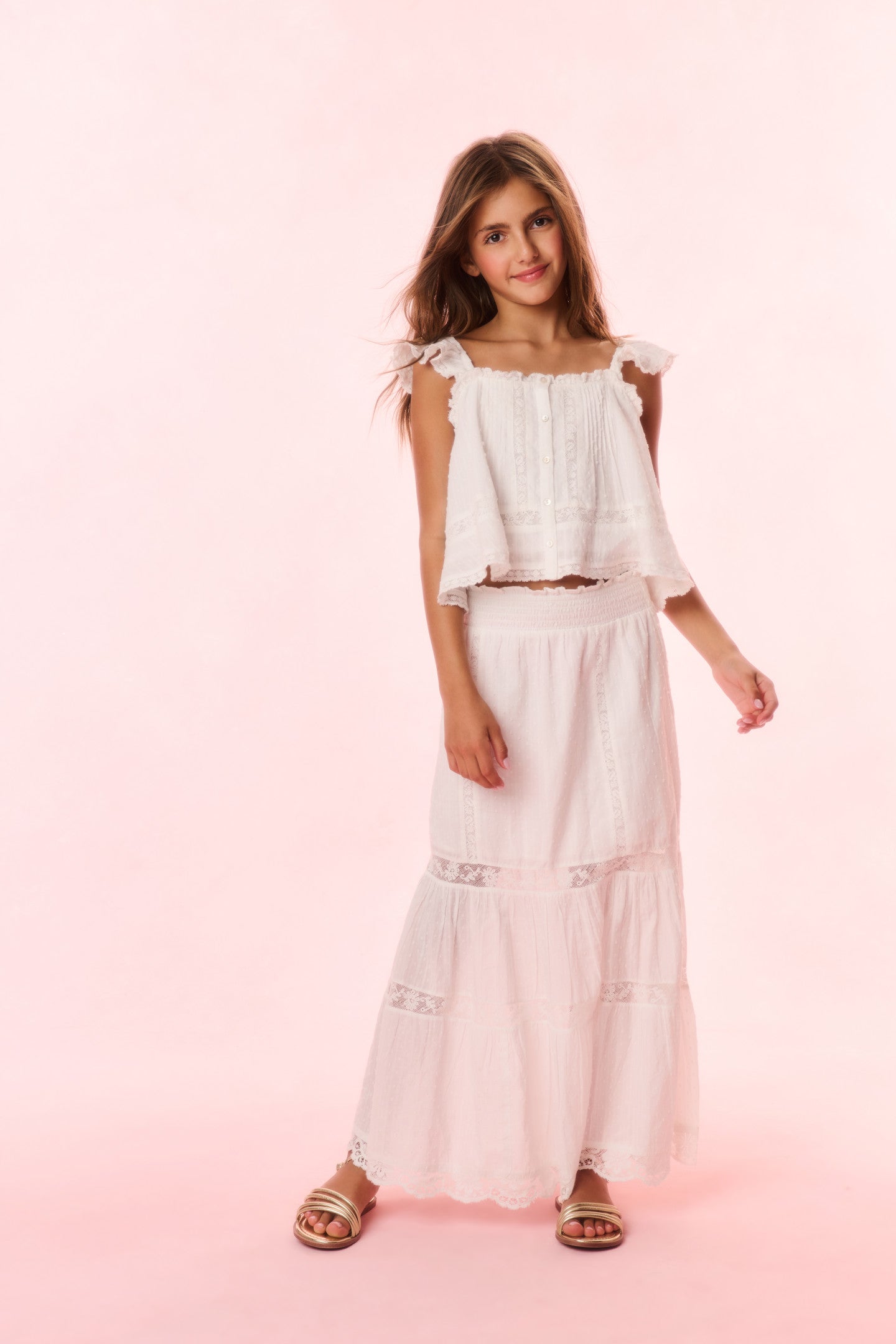 Girls Donella Cotton Lace-Trimmed Skirt