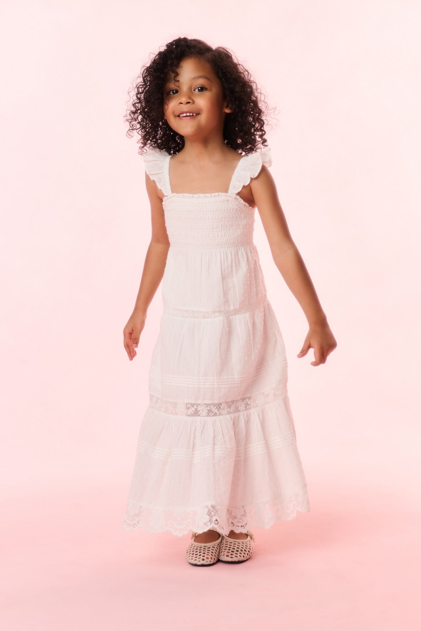 Girls Rhiannon Cotton Dress - OPTIC WHITE