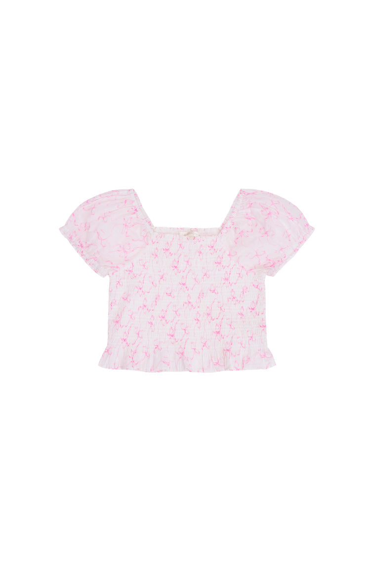 Girls Fabielle Bow Print Top